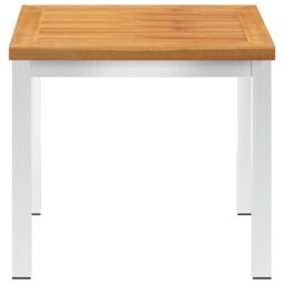 Berkfield Home Garden Side Table 45x45x38 cm Solid Acacia Wood & Stainless Steel in Brown - Size: 45 x 45 x 38 cm - thumbnail 3