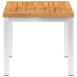 Berkfield Home Garden Side Table 45x45x38 cm Solid Acacia Wood & Stainless Steel in Brown - Size: 45 x 45 x 38 cm - thumbnail 2