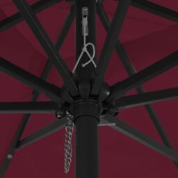 Berkfield Home Square Garden Parasol with LED Lights 295x245 cm Bordeaux Red - thumbnail 5