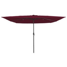 Berkfield Home Square Garden Parasol with LED Lights 295x245 cm Bordeaux Red - thumbnail 1