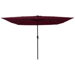 Berkfield Home Square Garden Parasol with LED Lights 295x245 cm Bordeaux Red - thumbnail 3