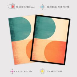 Wee Blue Coo Wall Art Print Teal Swipe Left Orange Swipe Right Abstract Cold & Hot Match Painting Art Framed - Size: A4 - thumbnail 2