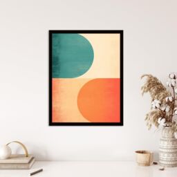 Wee Blue Coo Wall Art Print Teal Swipe Left Orange Swipe Right Abstract Cold & Hot Match Painting Art Framed - Size: A4 - thumbnail 4