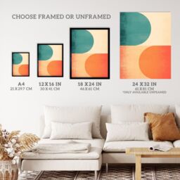 Wee Blue Coo Wall Art Print Teal Swipe Left Orange Swipe Right Abstract Cold & Hot Match Painting Art Framed - Size: A4 - thumbnail 3