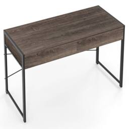 VOGREX Gray Compact Computer Writing Desk 2 Drawers in Grey - thumbnail 1
