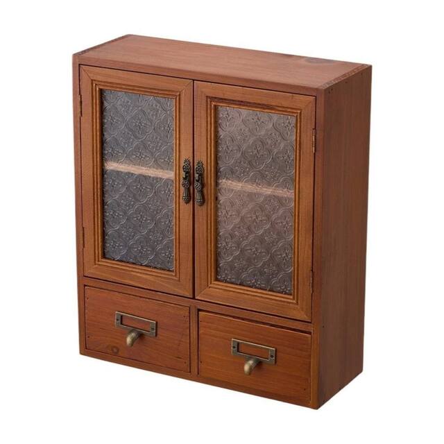 KORVIXA Rustic Wooden Display Cabinet in Brown - Size: 100 cm x 100 cm - image 1