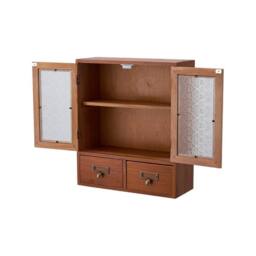 KORVIXA Rustic Wooden Display Cabinet in Brown - Size: 100 cm x 100 cm - thumbnail 5