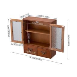KORVIXA Rustic Wooden Display Cabinet in Brown - Size: 100 cm x 100 cm - thumbnail 2