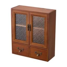 KORVIXA Rustic Wooden Display Cabinet in Brown - Size: 100 cm x 100 cm - thumbnail 1