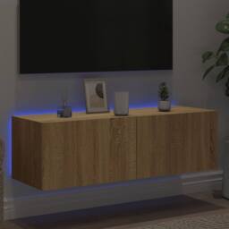 Berkfield Home TV Wall Cabinet with LED Lights Sonoma Oak 100x35x31 cm in Brown - Size: 100 x 35 x 31 cm - thumbnail 4