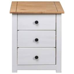 Berkfield Home Modern Bedside Cabinet White 46x40x57 cm Pinewood Panama Range - Size: 46 x 40 x 57 cm - thumbnail 6