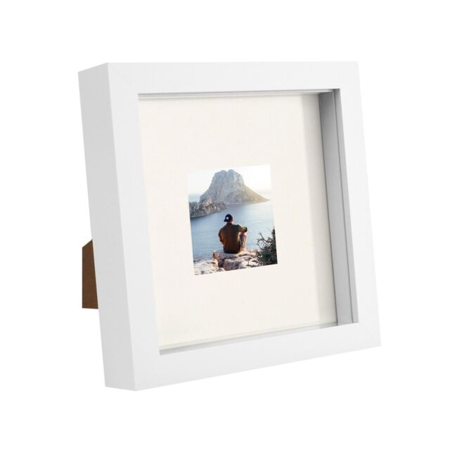 "Nicola Spring 6"" x 6"" White 3D Box Photo Frame - 2"" x 2"" Mount in Ivory" - image 1