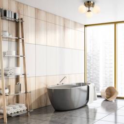 Happy Homewares Modern Triple Opal Glass Globe IP44 Rated Bathroom Metal Ceiling Light in Metallic Gold - thumbnail 7