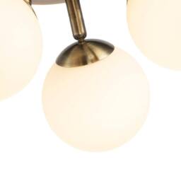 Happy Homewares Modern Triple Opal Glass Globe IP44 Rated Bathroom Metal Ceiling Light in Metallic Gold - thumbnail 4