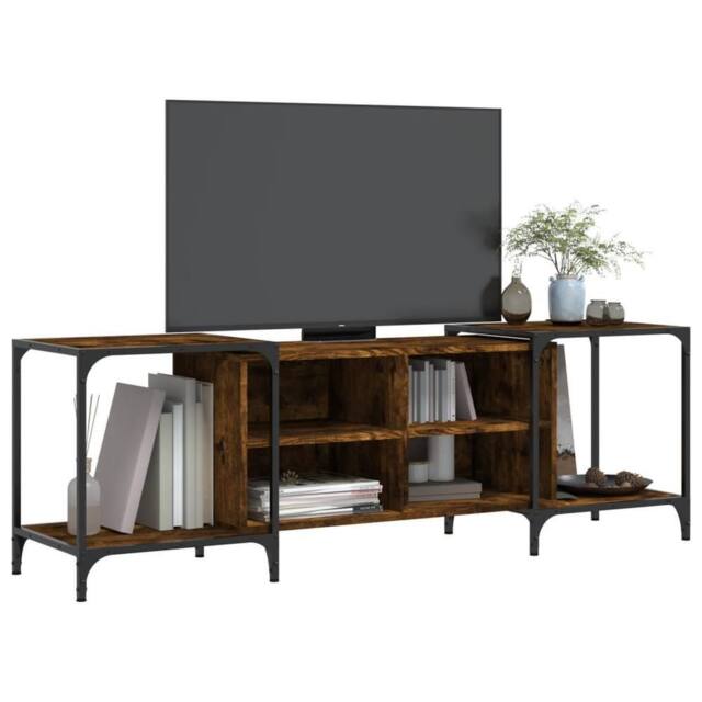 Berkfield Home TV Cabinet Smoked Oak 153x37x50 cm Engineered Wood in Brown - Size: 153 x 37 x 50 cm - image 1