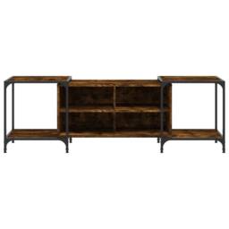 Berkfield Home TV Cabinet Smoked Oak 153x37x50 cm Engineered Wood in Brown - Size: 153 x 37 x 50 cm - thumbnail 4