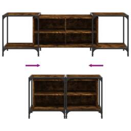 Berkfield Home TV Cabinet Smoked Oak 153x37x50 cm Engineered Wood in Brown - Size: 153 x 37 x 50 cm - thumbnail 7