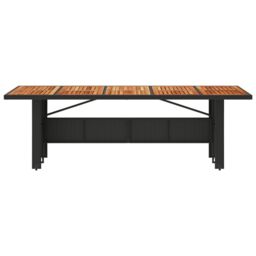 Berkfield Home Garden Table with Acacia Wood Top Black 240x90x75 cm Poly Rattan - Size: 240 x 90 x 75 cm - thumbnail 4