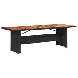 Berkfield Home Garden Table with Acacia Wood Top Black 240x90x75 cm Poly Rattan - Size: 240 x 90 x 75 cm - thumbnail 6