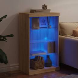 Berkfield Home Sideboard with LED Lights Sonoma Oak 60.5x37x100 cm in Light Brown - thumbnail 4