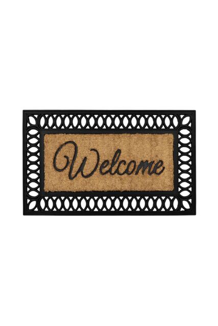 JVL Orana Embossed Rubber Tuffscrape Coir Doormat 40x70cm in Natural - Size: 40 cm x 70 cm - image 1