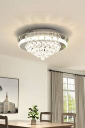 Round Crystal Cluster Flush Mount Ceiling Light in Silver - thumbnail 2
