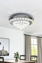 Round Crystal Cluster Flush Mount Ceiling Light in Silver - thumbnail 4