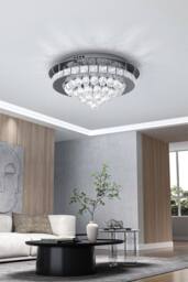 Round Crystal Cluster Flush Mount Ceiling Light in Silver - thumbnail 3