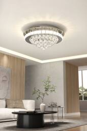 Round Crystal Cluster Flush Mount Ceiling Light in Silver - thumbnail 1