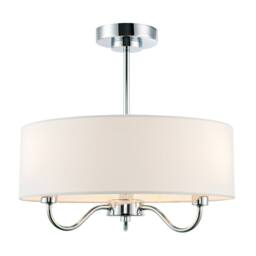 Happy Homewares Traditional Chandelier Semi Flush Ceiling Light with Linen Shade in Silver - thumbnail 2