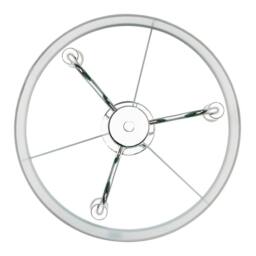 Happy Homewares Traditional Chandelier Semi Flush Ceiling Light with Linen Shade in Silver - thumbnail 5