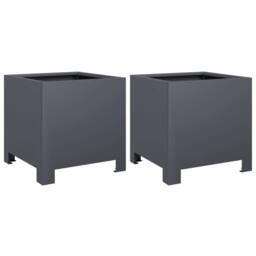 Berkfield Home Garden Planters 2 pcs Anthracite 30x30x30 cm Steel in Dark Grey - Size: 30 x 30 x 30 cm - thumbnail 3