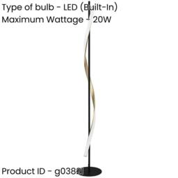 Loops Stylish Black & Brushed Brass LED Floor Lamp for Modern Interiors - thumbnail 2