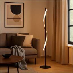 Loops Stylish Black & Brushed Brass LED Floor Lamp for Modern Interiors - thumbnail 3