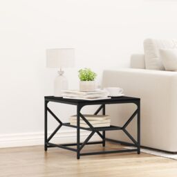 Berkfield Home Black Oak Coffee Table with Shelf, 51x50x40 cm, Made from Engineered Wood - Size: 51 x 50 x 40 cm