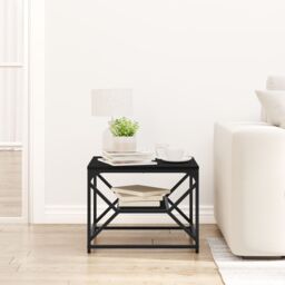Berkfield Home Black Oak Coffee Table with Shelf, 51x50x40 cm, Made from Engineered Wood - Size: 51 x 50 x 40 cm - thumbnail 4