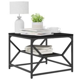 Berkfield Home Black Oak Coffee Table with Shelf, 51x50x40 cm, Made from Engineered Wood - Size: 51 x 50 x 40 cm - thumbnail 3