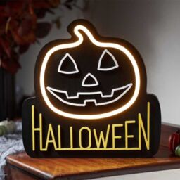 Garden Greatness Halloween Pumpkin Neon Sign Plaque in Orange - Size: 1 Pack