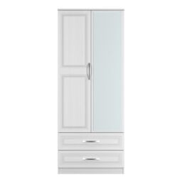 Ready Assembled 2 U Oxford 2 Door 2 Drawer Mirrored Wardrobe (Ready Assembled) in White - thumbnail 2