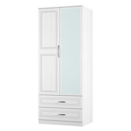 Ready Assembled 2 U Oxford 2 Door 2 Drawer Mirrored Wardrobe (Ready Assembled) in White - thumbnail 4