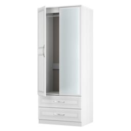 Ready Assembled 2 U Oxford 2 Door 2 Drawer Mirrored Wardrobe (Ready Assembled) in White - thumbnail 6