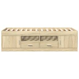 Berkfield Home Daybed with Drawers without Mattress Sonoma Oak 90x190 cm Single in Light Brown - thumbnail 4