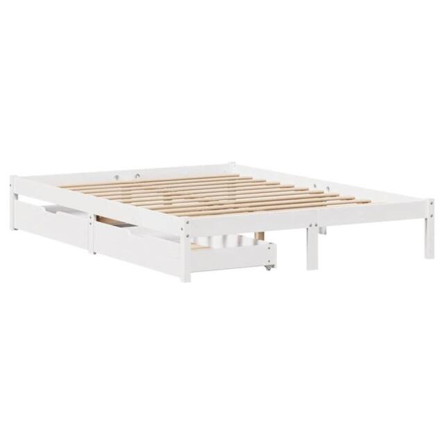 Berkfield Home Full Bed Frame without Mattress White 140x200 cm Solid Wood Pine - image 1