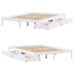 Berkfield Home Full Bed Frame without Mattress White 140x200 cm Solid Wood Pine - thumbnail 9