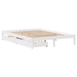 Berkfield Home Full Bed Frame without Mattress White 140x200 cm Solid Wood Pine - thumbnail 1