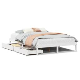 Berkfield Home Full Bed Frame without Mattress White 140x200 cm Solid Wood Pine - thumbnail 3