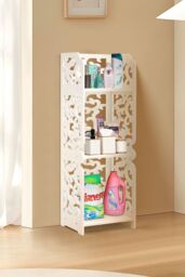 Living and Home White 3 Tier Corner Shelf Unit Freestanding Small Corner Shelves - thumbnail 3