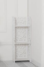 Living and Home White 3 Tier Corner Shelf Unit Freestanding Small Corner Shelves - thumbnail 5