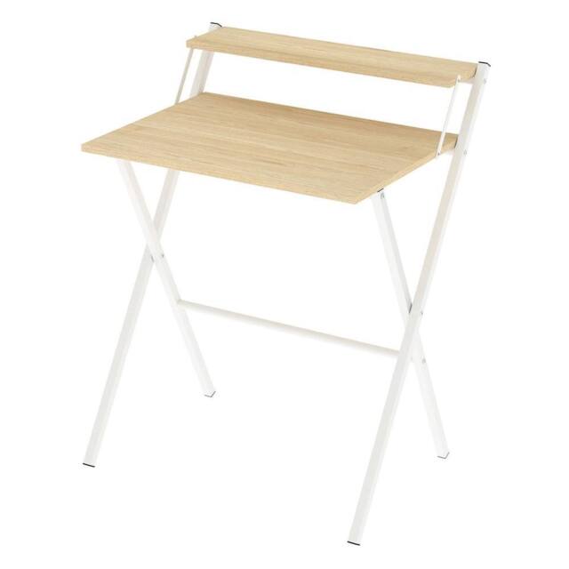 EONLION Folding Computer Desk Office PC Laptop Table in Beige - Size: 100 cm - image 1