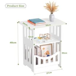 Dprodo Multifunction Small Side Table with Storage Shelf Basket in Off-White - Size: 1 Pack - thumbnail 2